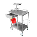 Two-Layer, One Drawer Stainless Steel Hospital Trolley with Wheels
